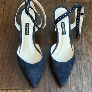 Nine West Navy Ankle Strap Heels